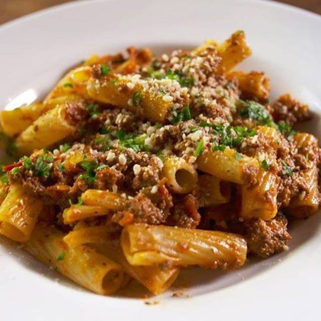 Rigatoni Bolognese.